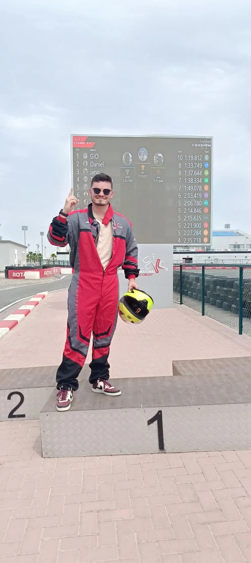 Giovanni on the podium at Bahrain circuit