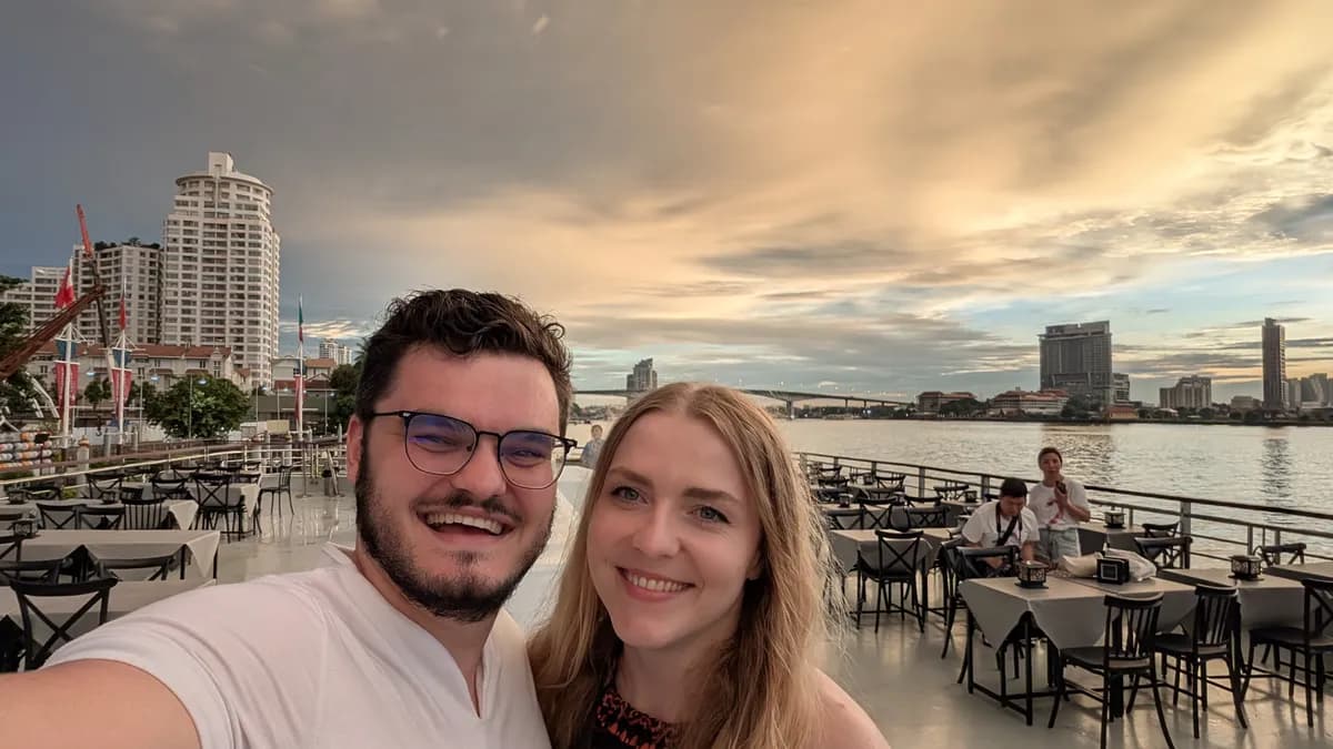 Giovanni and his girlfriend on the Chao Phraya river