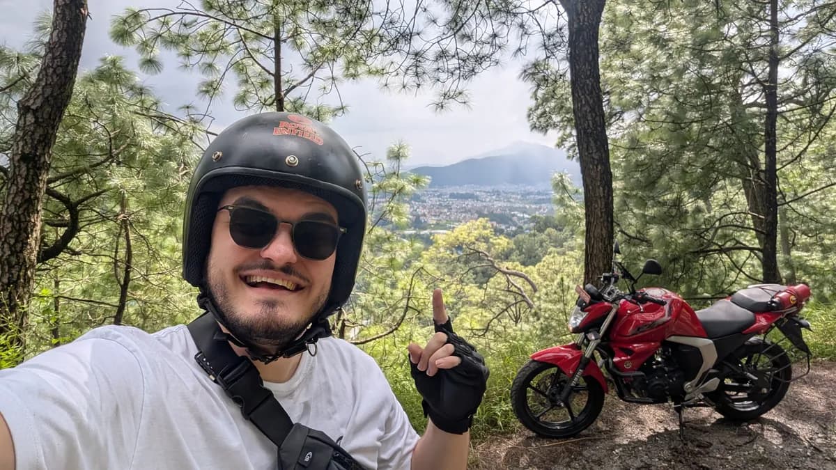 Giovanni on a motorbike in Nepal