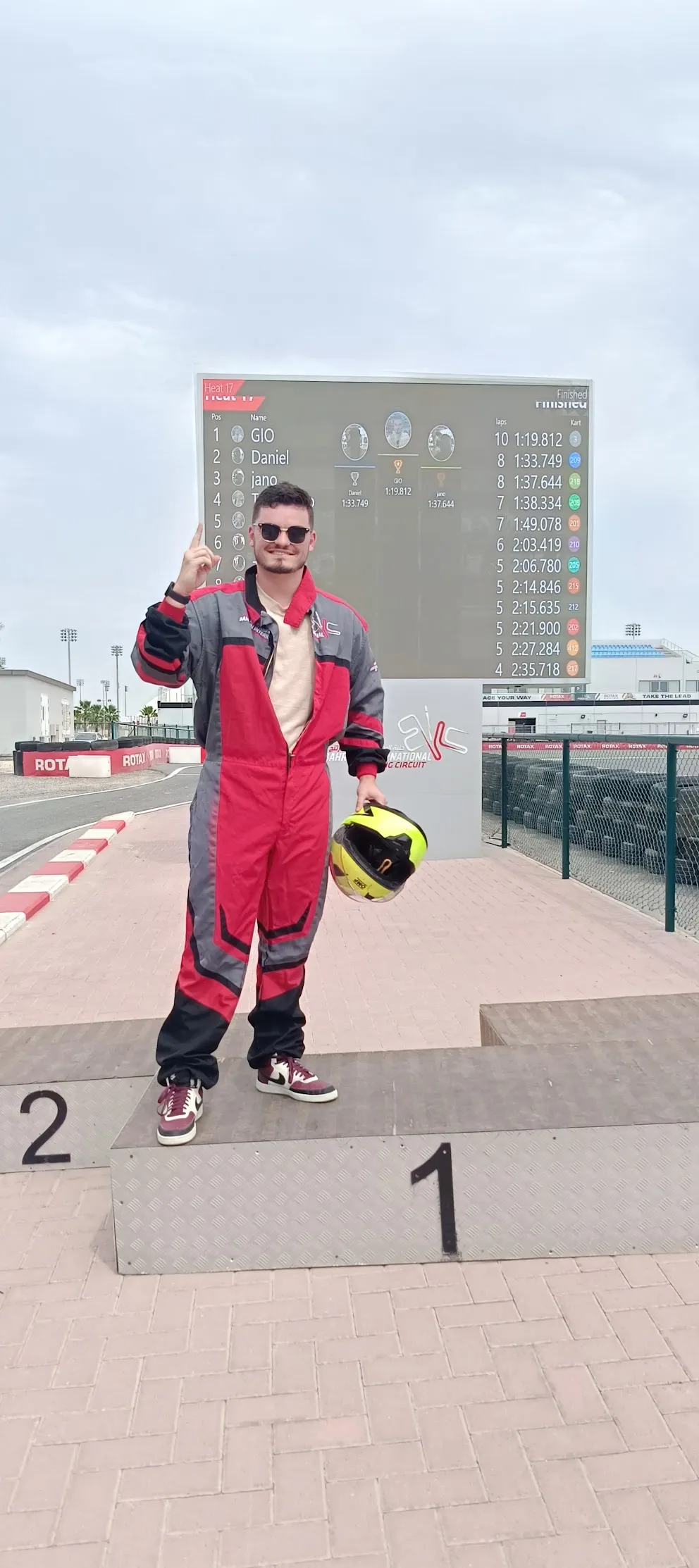 Giovanni on the podium at Bahrain circuit